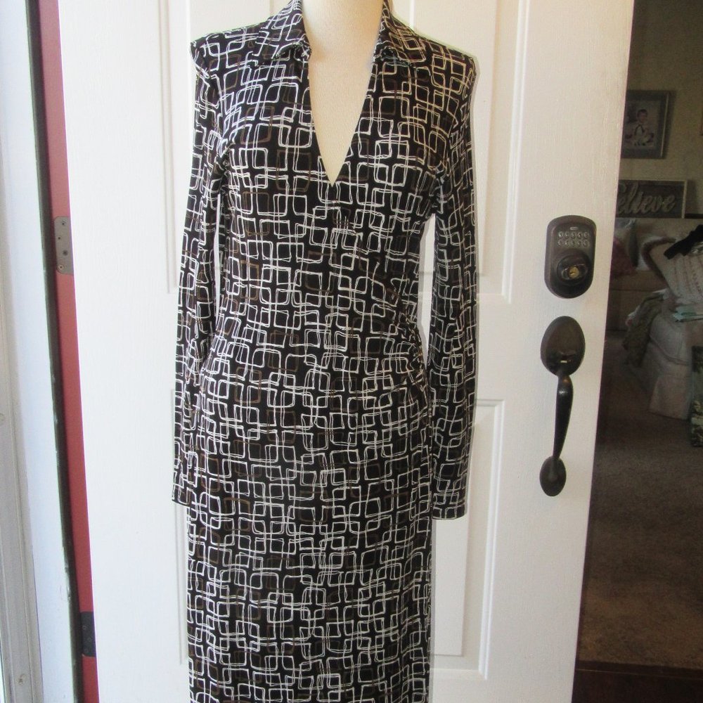 NWT Talbots Long Sleeve Midi Faux Wrap Dress Size 10